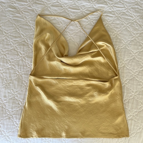 Bubbles and Lace metallic gold tank top - Picture 2 of 7